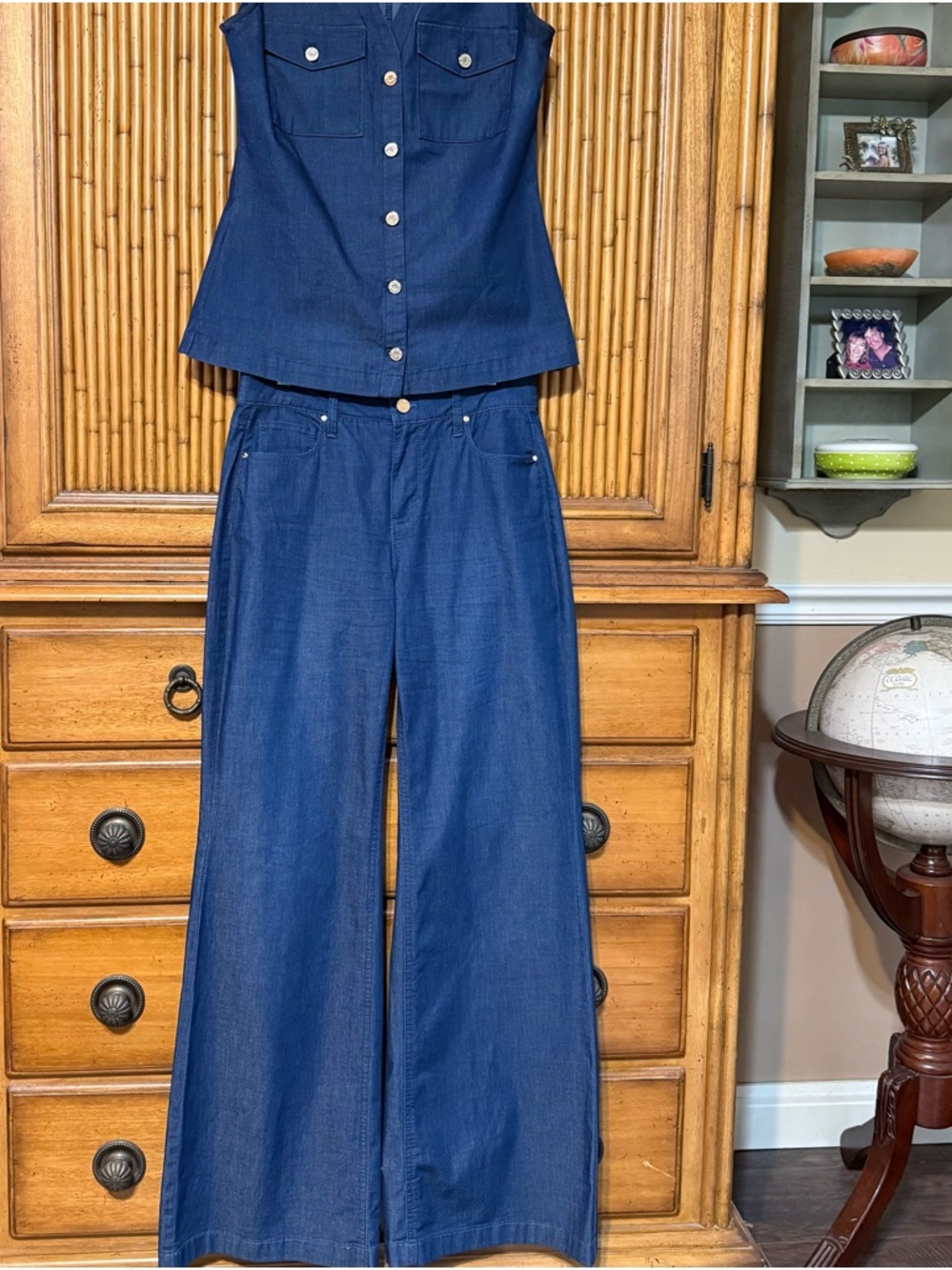 White House Black Market Denim looking Vest with matching pants